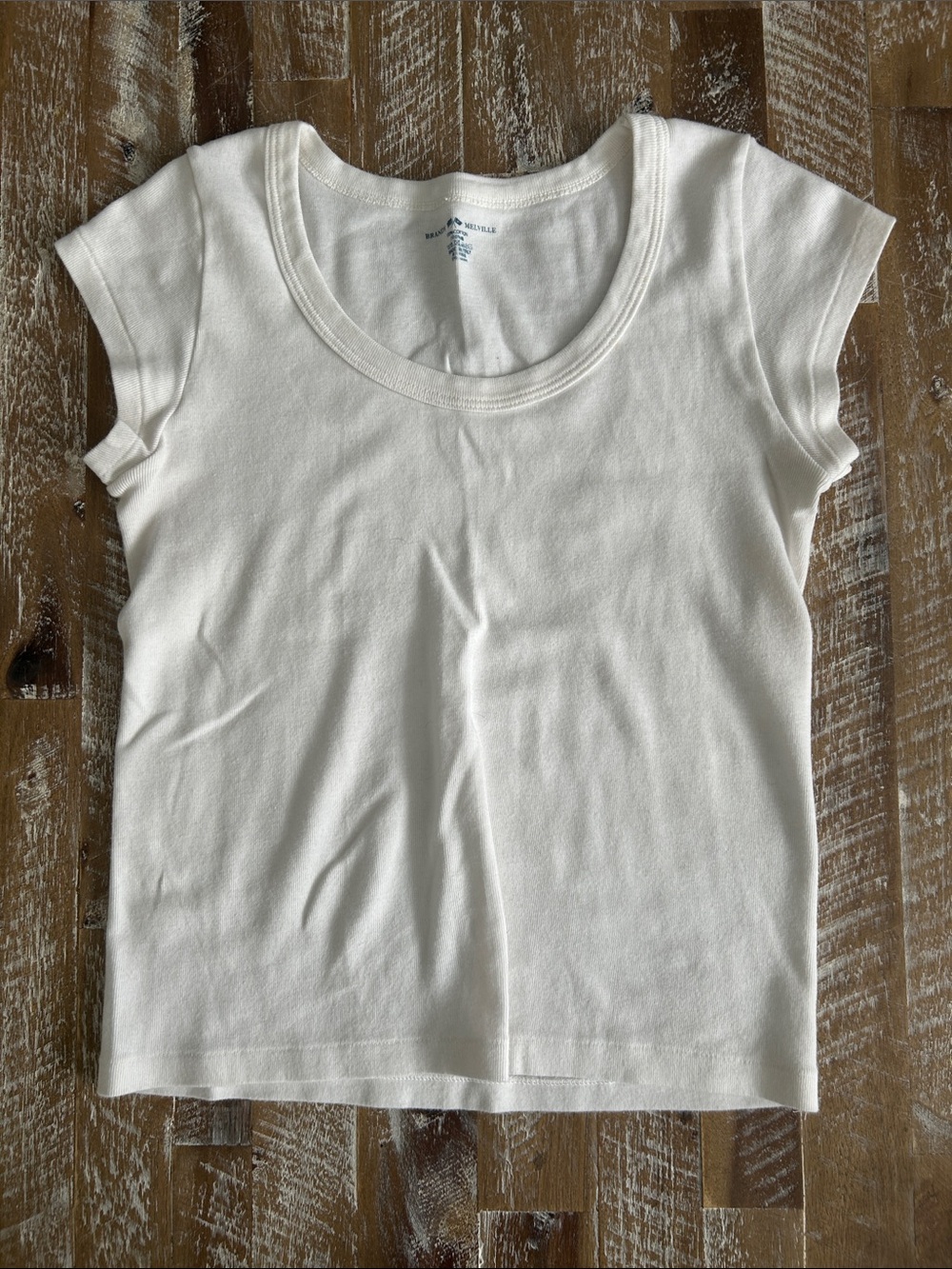 Brandy Melville White Scoop Neck Short Sleeve Tee